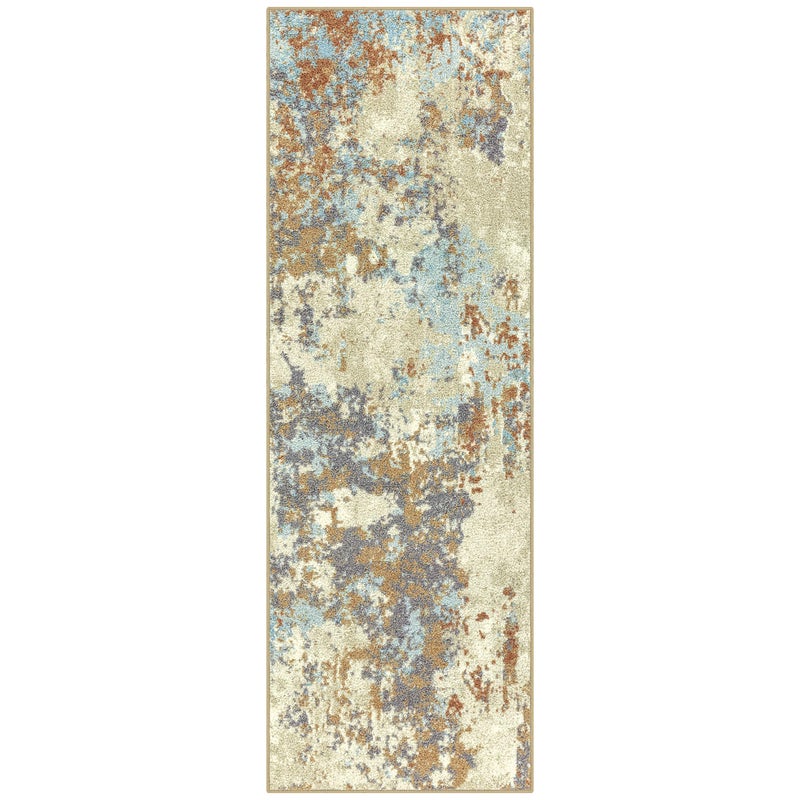 Maples Rugs Horizon Modern Abstract Runner Rug - Made in USA - Washable, Non Slip Indoor Carpet for Hallway, Kitchen, and Laundry Room, 2' x 6', Desert Sand - Image 1